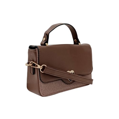 Crossbody color café diseño con textura para mujer