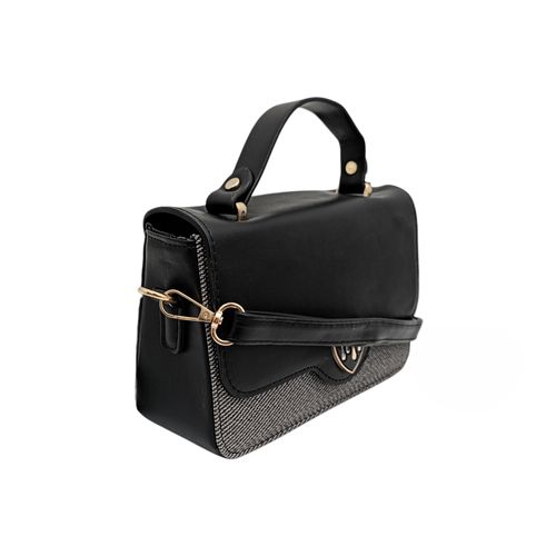 Crossbody color negro diseño con textura para mujer