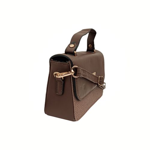 Crossbody color café con asa ajustable para mujer