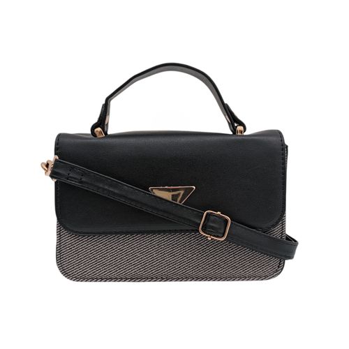 Crossbody color negro diseño con textura para mujer