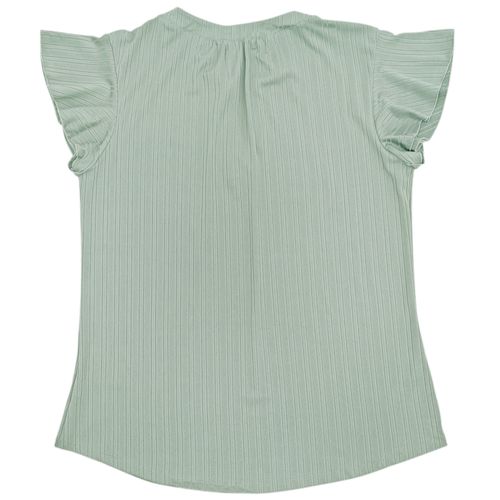 Blusa curvy color verde de mangas con vuelos para mujer