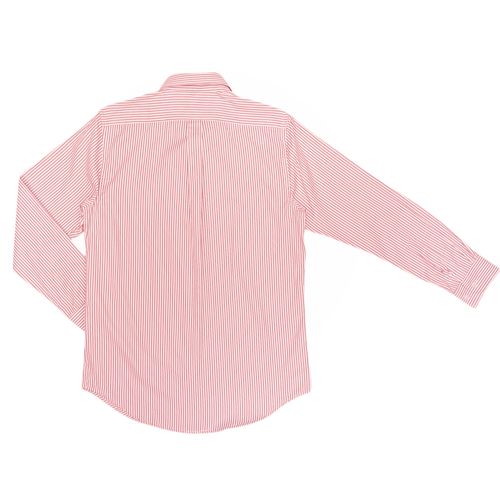 Camisa formal rayada de color rosa de cierre de botones para hombre