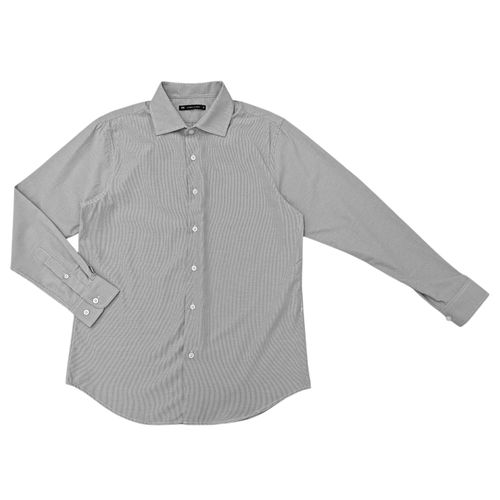 Camisa formal de color gris con textura y cuello clásico para hombre