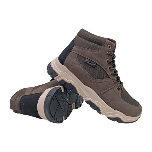 Zapatos de senderismo color café con relieve para hombre