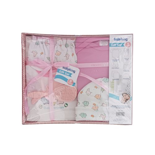 Set de regalo en color rosa con estampado para bebé niña