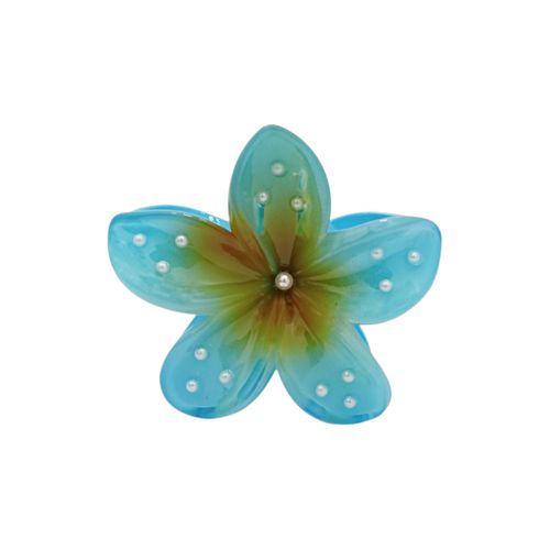 Gancho para el cabello en color celeste con diseño de flor para mujer