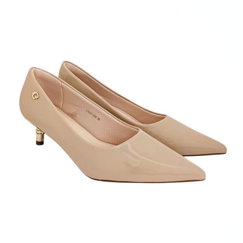 Tacones casuales de color nude tipo charol con detalle para mujer