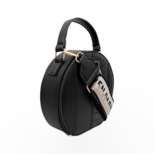 Crossbody color negro en forma circular para mujer