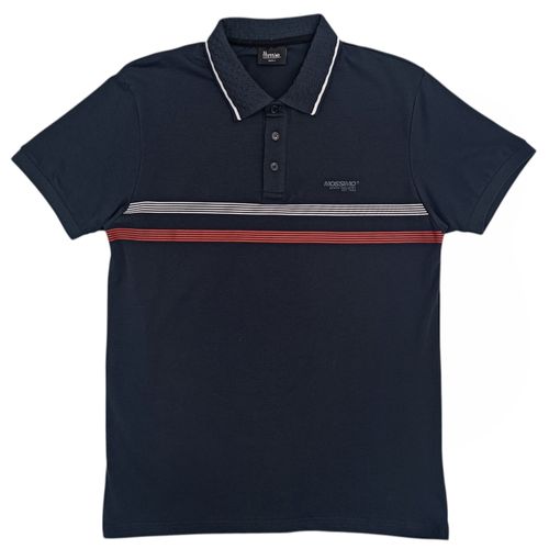 Camisa tipo Polo rayada color azul para hombre
