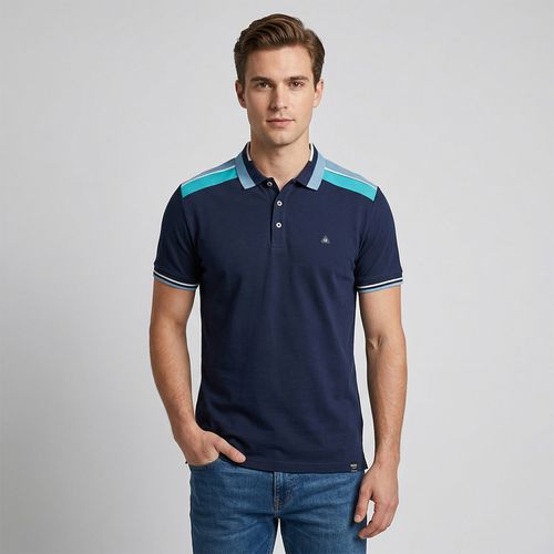 Camisa tipo polo color navy manga corta para hombre
