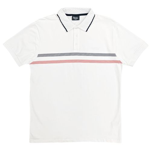 Camisa tipo Polo rayada color blanco para hombre