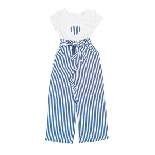 Jumper en bicolor con diseño de rayas cintura de cinturón ajustable para niña