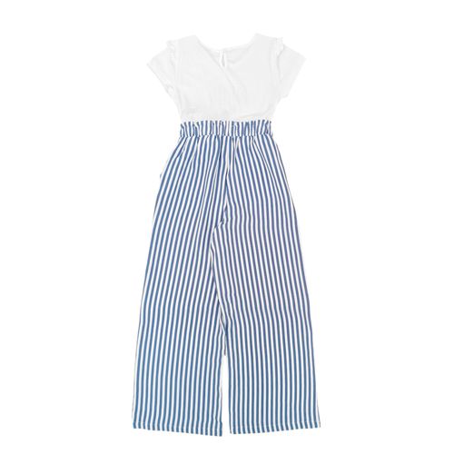 Jumper en bicolor con diseño de rayas cintura de cinturón ajustable para niña