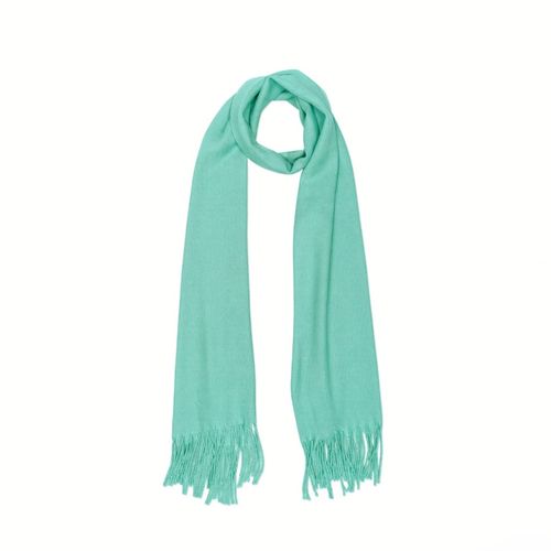 Bufanda color aqua con flecos y diseño con textura para mujer