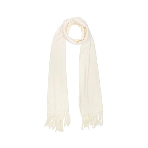 Bufanda color ivory con flecos y diseño con textura para mujer
