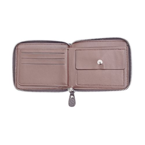 Billetera bifold color café para hombre