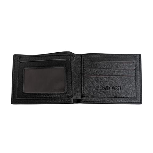 Billetera bifold color negro diseño con textura para hombre
