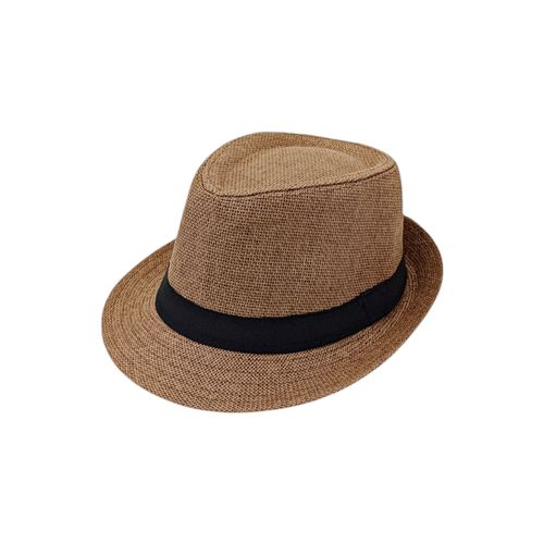 Sombrero color café con cinta decorativa para hombre