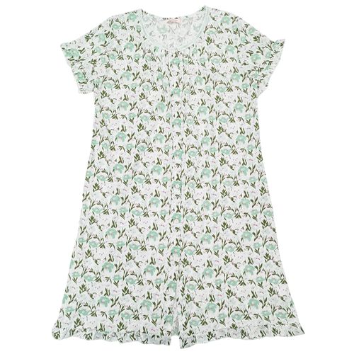 Bata de cuello redondo estampada color celeste para mujer
