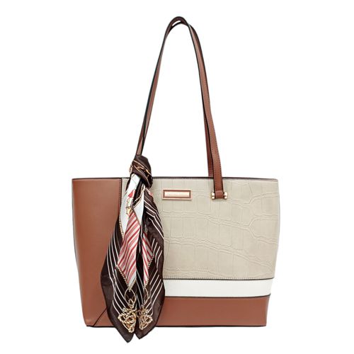 Cartera tote en bicolor con asa larga para mujer