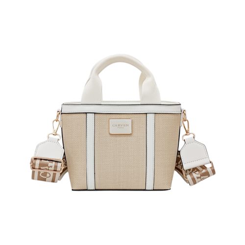 Crossbody color crema diseño con textura para mujer