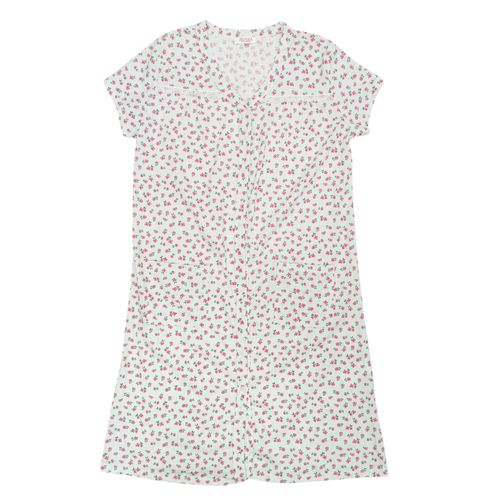 Bata color verde con cuello V y estampado para mujer