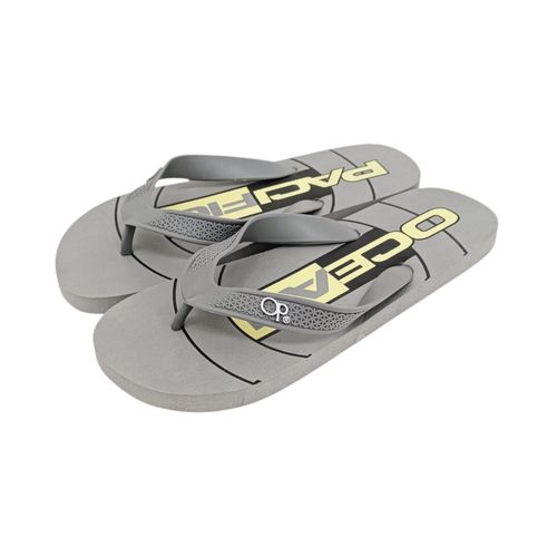 Sandalias tipo flip-flop color gris diseño con textura para mujer