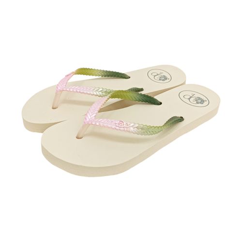 Sandalias playeras color ivory con diseño trenzado para mujer