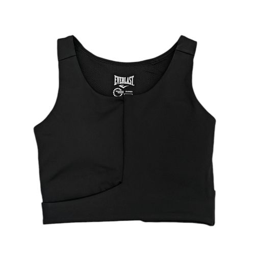Tank top deportivo color negro de cuello redondo para mujer