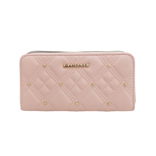 Billetera zip around color rosa texturizada para mujer