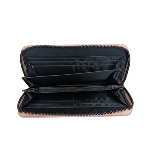 Billetera zip around color rosa texturizada para mujer