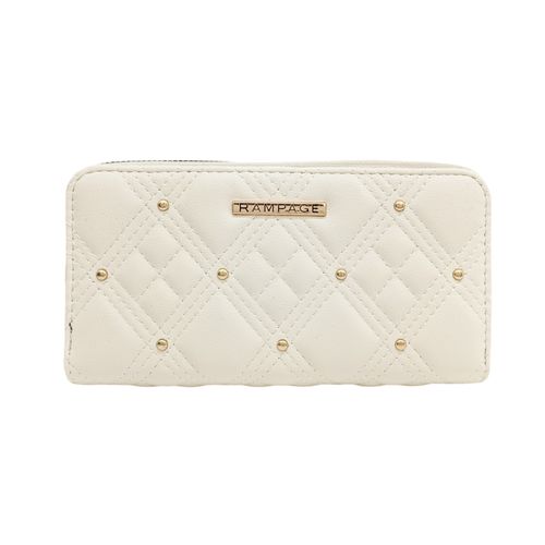 Billetera zip around color blanco diseño con textura para mujer