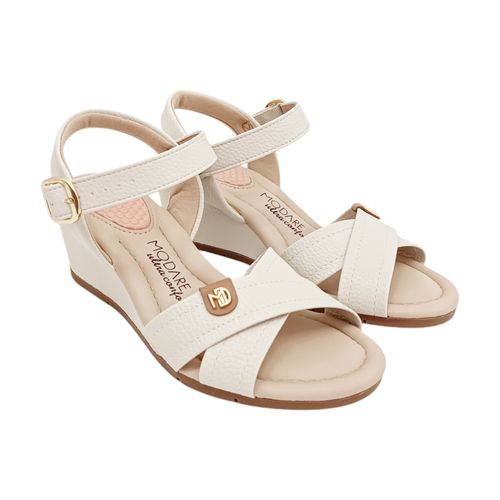 Sandalias de cuña color café con bandas cruzadas para mujer
