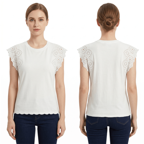 Blusa casual color blanco con detalle bordado para mujer