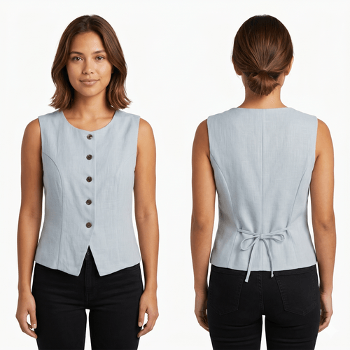 Blusa tipo chaleco color celeste sólido para mujer