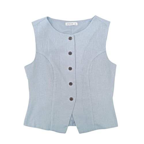 Blusa tipo chaleco color celeste sólido para mujer
