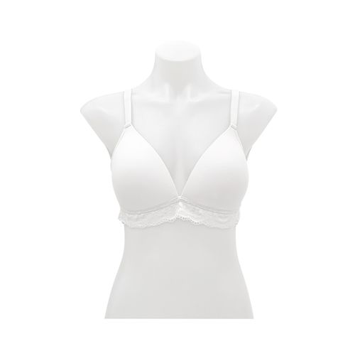 Brasier color blanco sin varillas con detalle de encaje para mujer