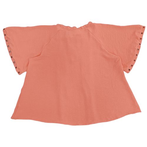 Blusa color coral con mangas cortas con caída para mujer