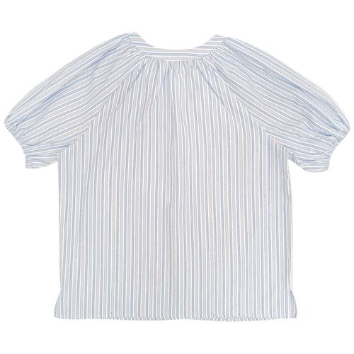 Blusa rayada casual color azul con escote en V para mujer