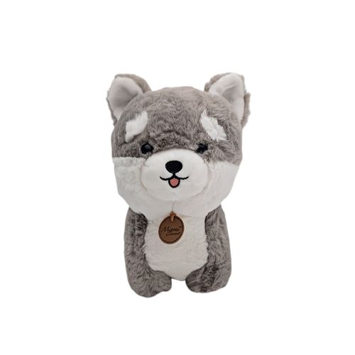 Peluche en color gris con diseño de cachorro