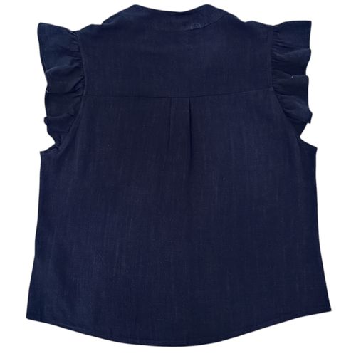 Blusa color navy sin mangas y diseño bordado para mujer