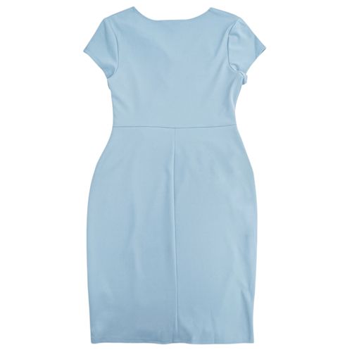 Vestido traslapado color celeste con mangas cortas para mujer