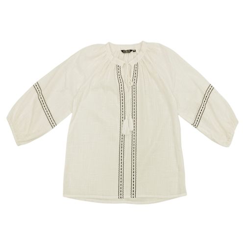 Blusa casual tipo túnica color ivory con mangas 3/4 con detalle para mujer
