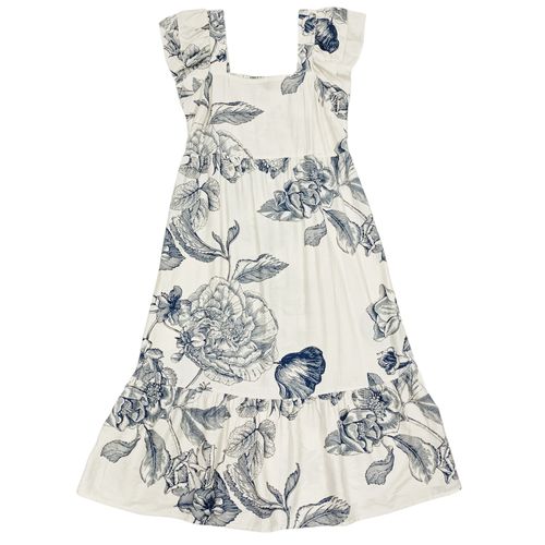 Vestido de maternidad con vuelo color ivory con detalle floral de tirantes para mujer