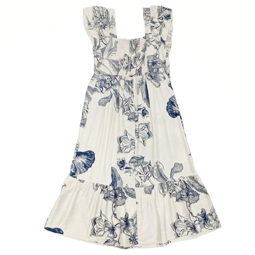 Vestido de maternidad con vuelo color ivory con detalle floral de tirantes para mujer