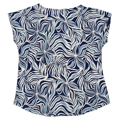 Blusa casual color azul con detalle calado para mujer