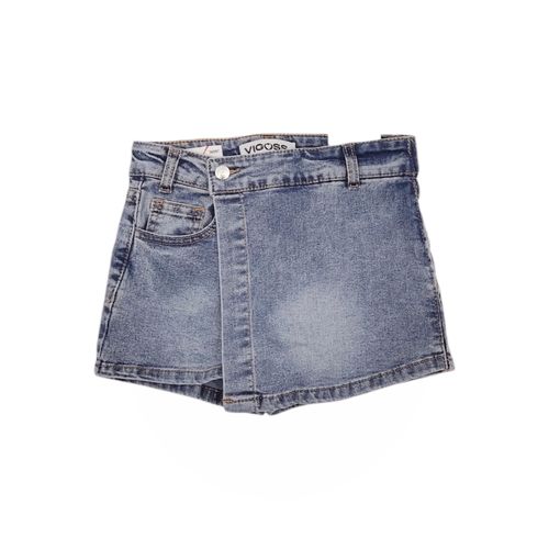 Falda short color azul con diseño lavado para niña