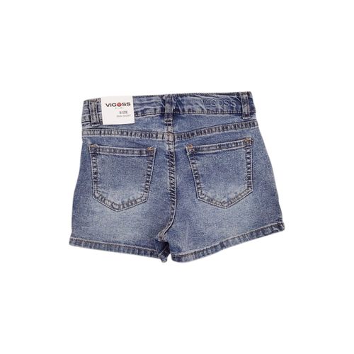 Falda short color azul con diseño lavado para niña