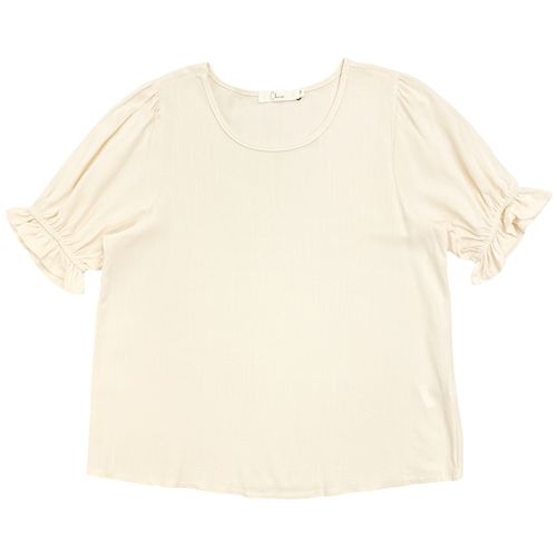 Blusa casual color ivory con detalle de fruncido en mangas para mujer