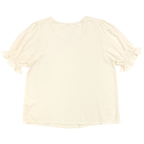 Blusa casual color ivory con detalle de fruncido en mangas para mujer